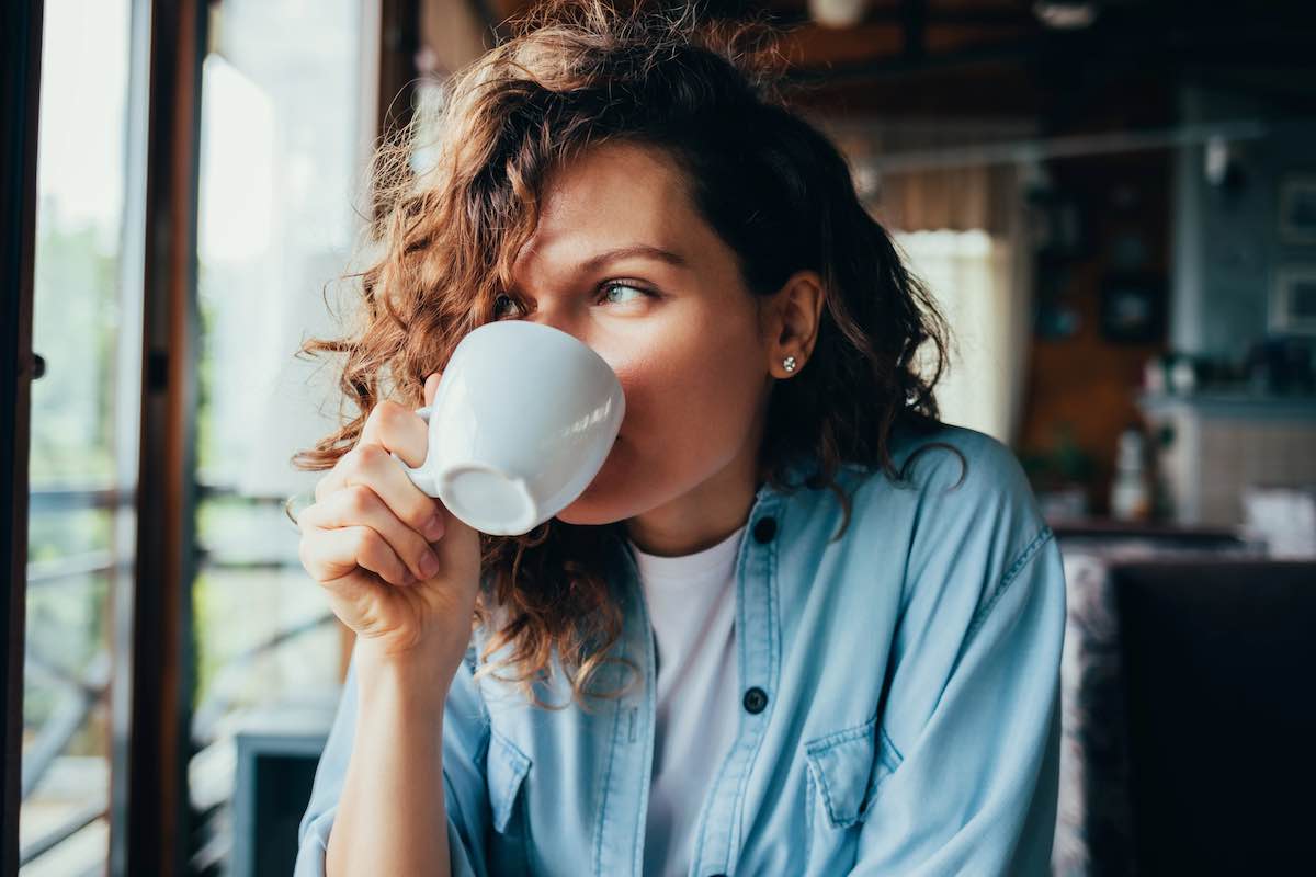 Woman drinking coffee